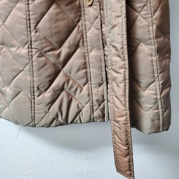 ANN TAYLOR LOFT | Quilted Metallic Iridescent Trench Coat Small - Picture 5 of 11